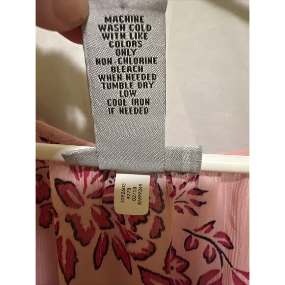 Catherines Womens Blouse 1X 18/20 Semi Sheer Boho Pink Floral Butterfly Sleeve - Picture 4 of 11